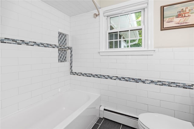 112 Edgewood Blvd, Providence, RI 02905 - bathroom featuring baseboard heating and tile walls