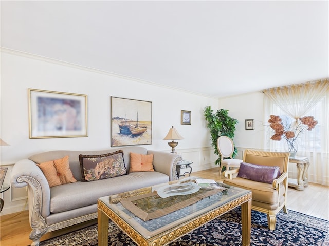 150 Central Ave, Johnston, RI 02919 - living area with wood finished floors, wainscoting, and ornamental molding