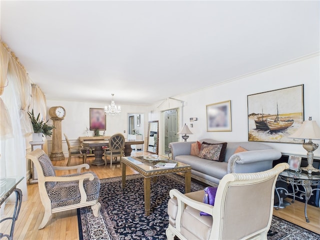 150 Central Ave, Johnston, RI 02919 - living area featuring a chandelier, light wood-type flooring, and ornamental molding
