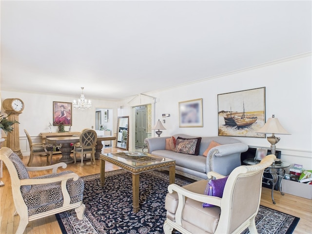150 Central Ave, Johnston, RI 02919 - living area featuring a chandelier, wood finished floors, and crown molding