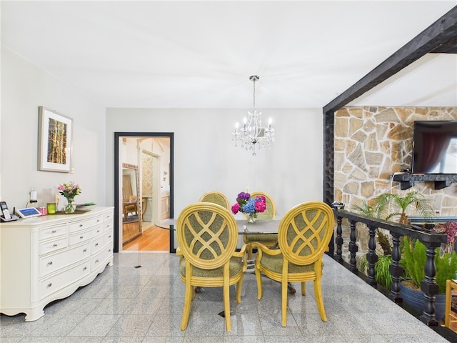 150 Central Ave, Johnston, RI 02919 - dining space with granite floors and a chandelier