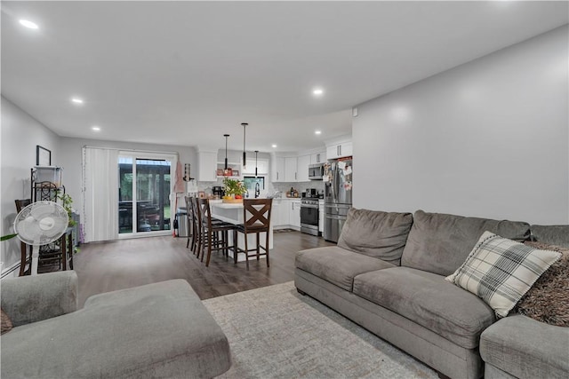 8 Gale Ct, North Providence, RI 02904 - living room with recessed lighting and dark wood-style flooring