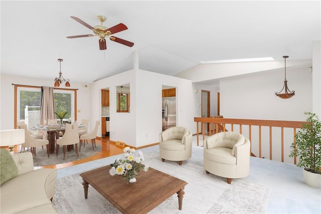 29 Teakwood Dr W, Coventry, RI 02816 - living area featuring a ceiling fan and lofted ceiling