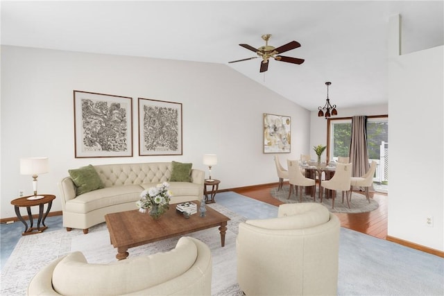 29 Teakwood Dr W, Coventry, RI 02816 - living area with a chandelier, lofted ceiling, and a ceiling fan