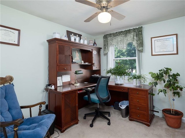 184 Vallette St, Cranston, RI 02920 - office area featuring light colored carpet, a baseboard radiator, and a ceiling fan