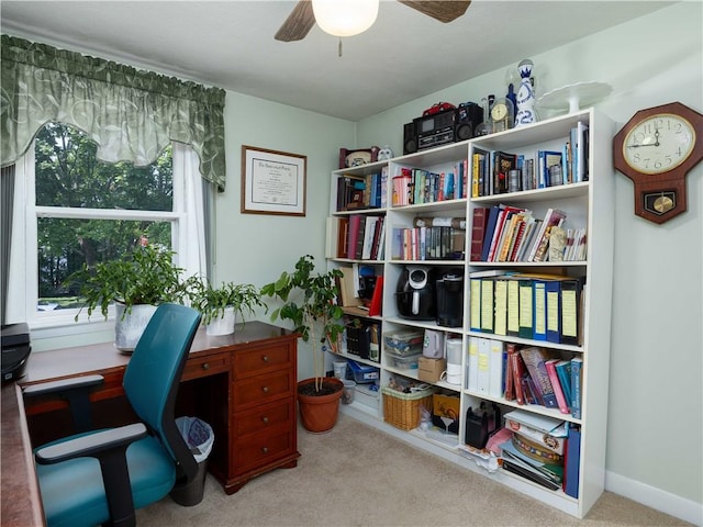 184 Vallette St, Cranston, RI 02920 - home office featuring carpet floors and ceiling fan