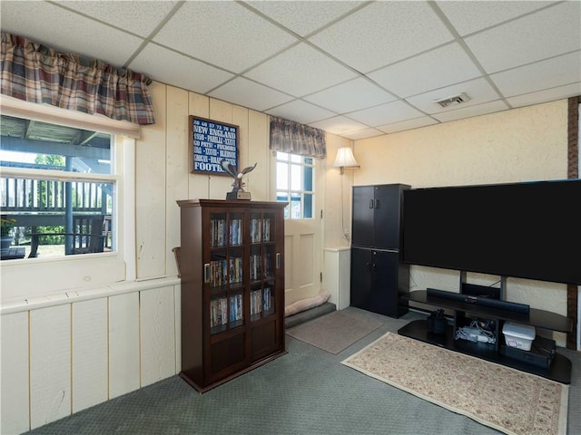 184 Vallette St, Cranston, RI 02920 - living area featuring a paneled ceiling and carpet