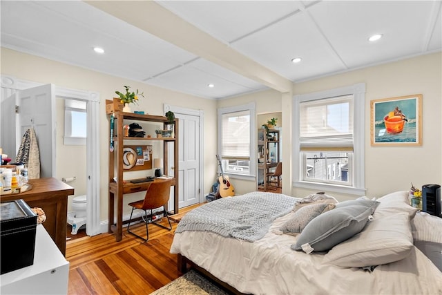 13 Dean Ave, Newport, RI 02840 - bedroom featuring light wood-style flooring, recessed lighting, and an office area