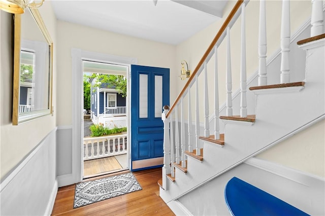 13 Dean Ave, Newport, RI 02840 - entryway featuring wood finished floors and stairway