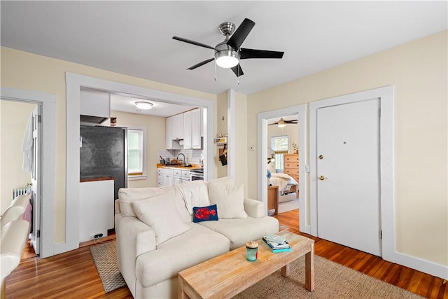 13 Dean Ave, Newport, RI 02840 - living room featuring ceiling fan and light wood-style flooring