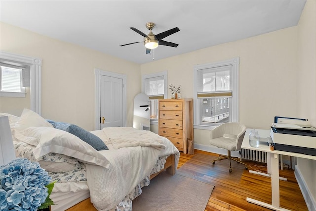 13 Dean Ave, Newport, RI 02840 - bedroom featuring multiple windows, light wood-type flooring, and a ceiling fan