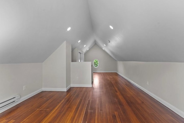 11 Taft St, Coventry, RI 02816 - bonus room with baseboard heating, vaulted ceiling, wood-type flooring, and recessed lighting