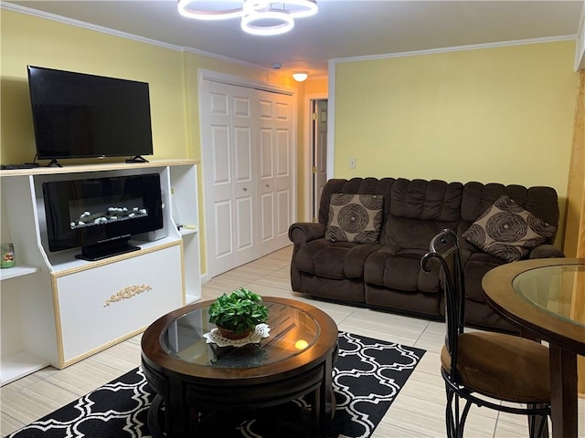50 Paliotta Pkwy, Cranston, RI 02921 - living room featuring crown molding and a chandelier