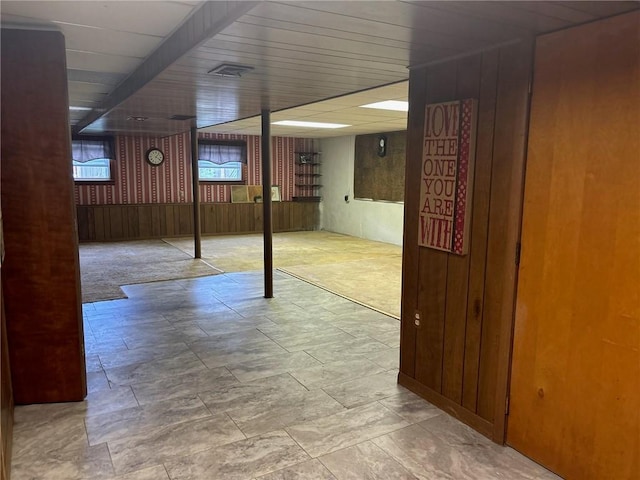 19 Leawood Dr, Cranston, RI 02920 - basement featuring wood walls and stone finish flooring