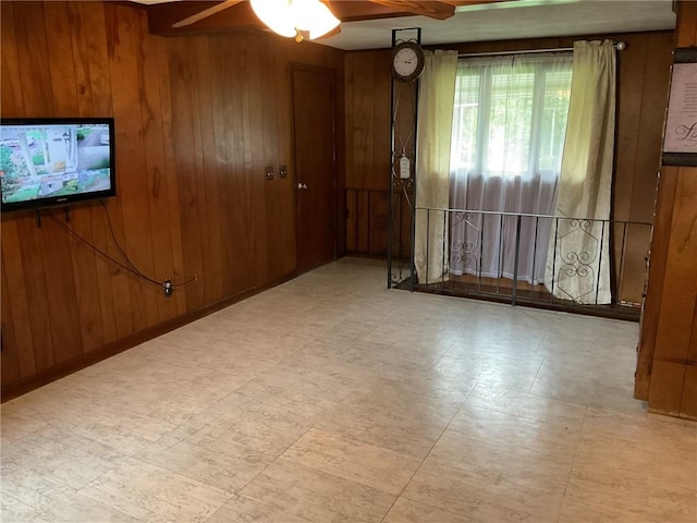 19 Leawood Dr, Cranston, RI 02920 - unfurnished room with ceiling fan and wooden walls