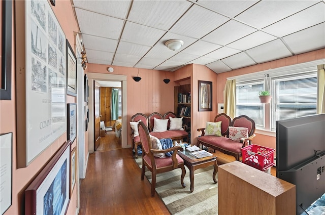 1264 Elmwood Ave, Providence, RI 02907 - living room featuring hardwood / wood-style flooring and a paneled ceiling