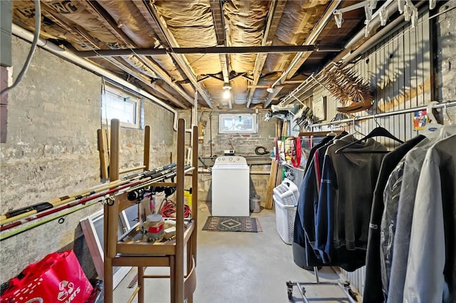 1264 Elmwood Ave, Providence, RI 02907 - basement with plenty of natural light and washer / clothes dryer