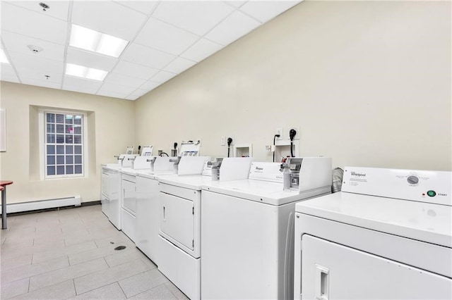 65 Weybosset St Unit 222, Providence, RI 02903 - communal laundry room with washing machine and clothes dryer and a baseboard heating unit