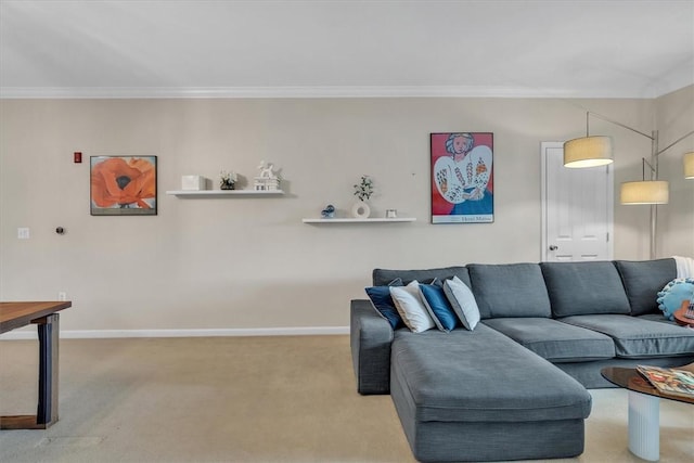 1000 Providence Pl Unit 201, Providence, RI 02903 - carpeted living room featuring baseboards and ornamental molding