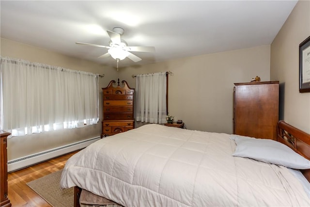 8 Sturbridge Ave, Smithfield, RI 02828 - bedroom with a baseboard heating unit, wood finished floors, and ceiling fan