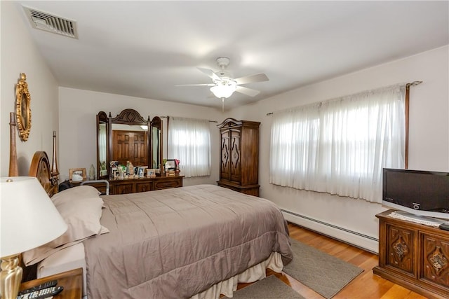 8 Sturbridge Ave, Smithfield, RI 02828 - bedroom featuring a baseboard radiator, wood finished floors, and ceiling fan