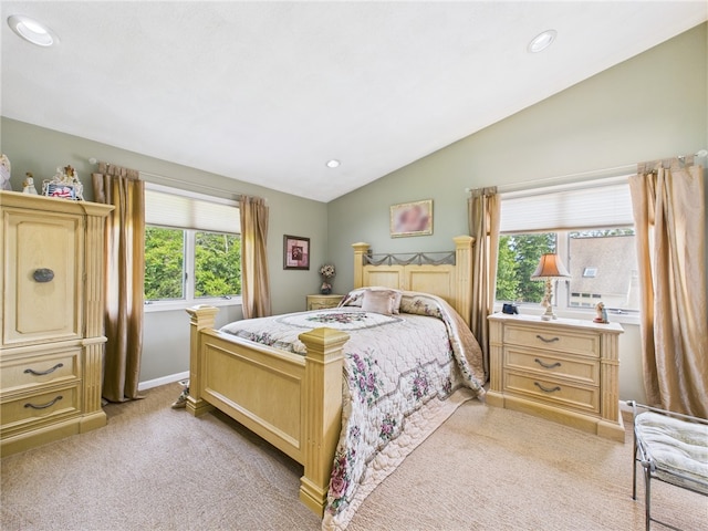 200 Cannon St Unit 130, Cranston, RI 02920 - bedroom with light carpet, lofted ceiling, and recessed lighting