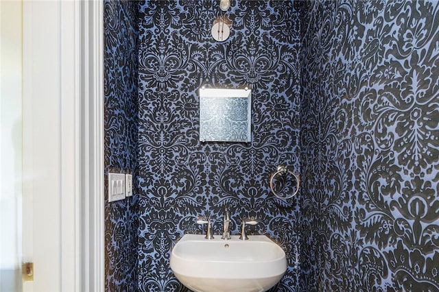 157 Waterman St Unit 2-5, Providence, RI 02906 - bathroom with wallpapered walls and a sink