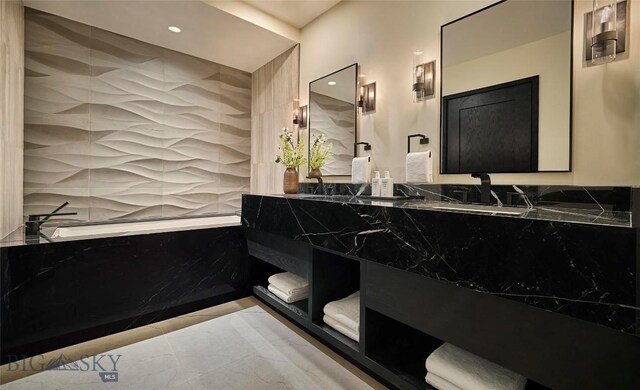 bathroom with vanity and recessed lighting