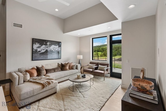 living room featuring light hardwood / wood-style floors