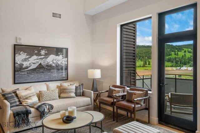 living room with plenty of natural light