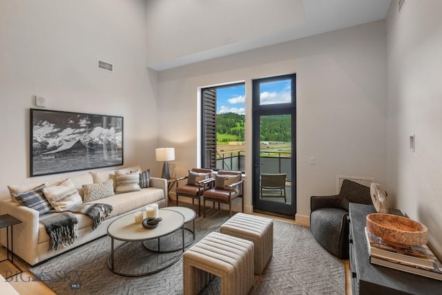 living room featuring light hardwood / wood-style flooring