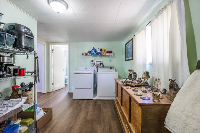 413 E 4th St, Anaconda, MT 59711 - washroom featuring washer and dryer and dark hardwood / wood-style floors