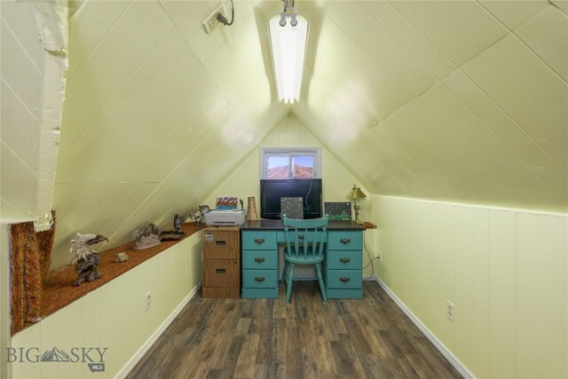 413 E 4th St, Anaconda, MT 59711 - office featuring dark wood-type flooring and lofted ceiling