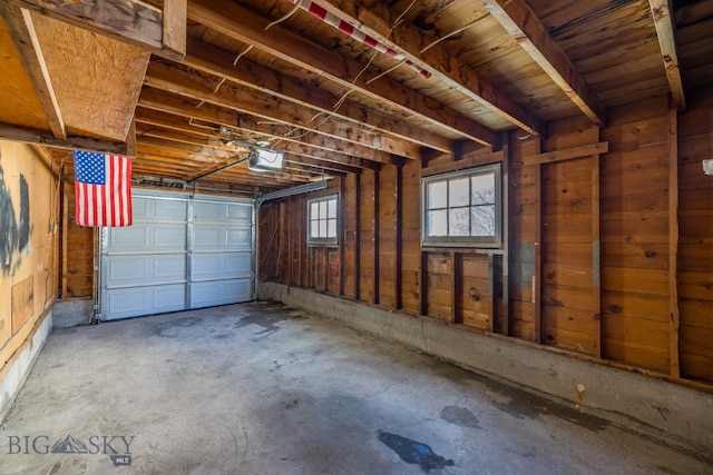 garage with a garage door opener