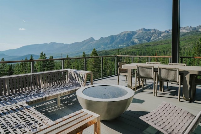 deck featuring a mountain view