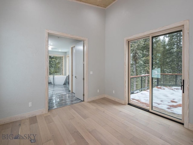 empty room featuring light wood-type flooring