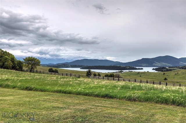 view of mountain feature featuring a water view