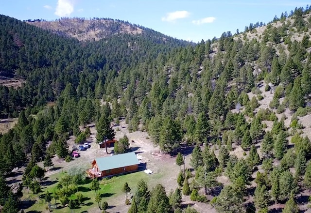 drone / aerial view featuring a mountain view