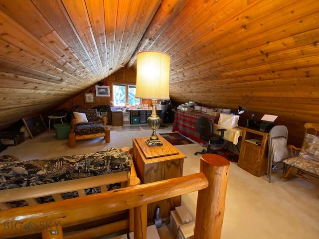 bonus room featuring lofted ceiling and wood ceiling