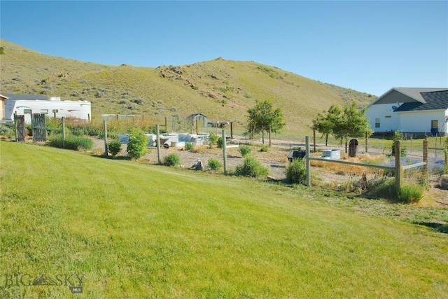 view of yard featuring a mountain view and a rural view