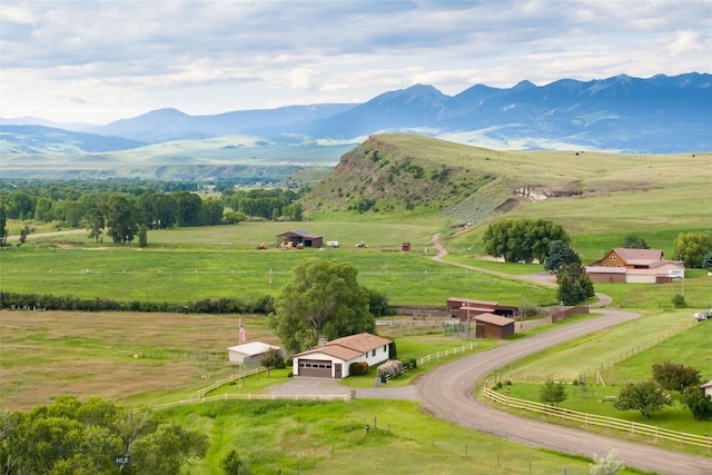 view of mountain feature featuring a rural view