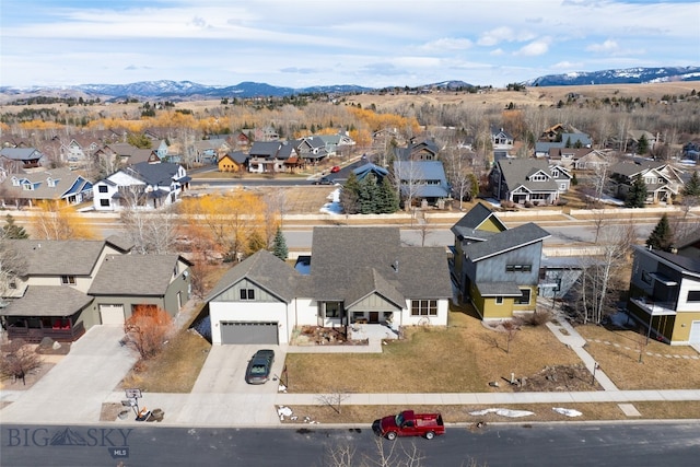 aerial view with a mountain view