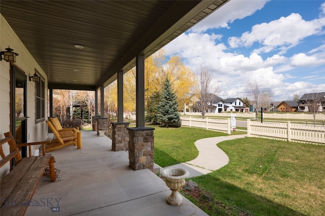 view of yard with a porch