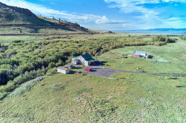 drone / aerial view with a mountain view