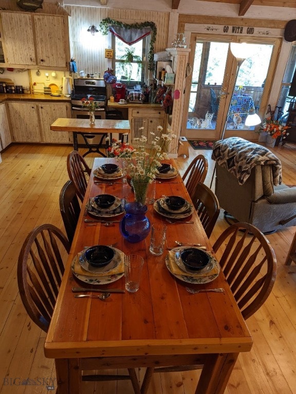 dining area featuring light wood-type flooring