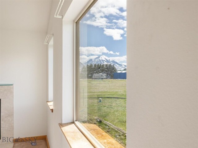 interior space featuring a mountain view