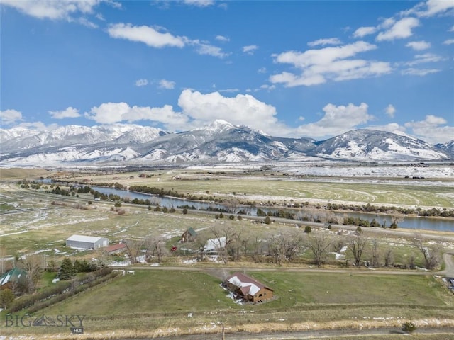 mountain view with a water view and a rural view