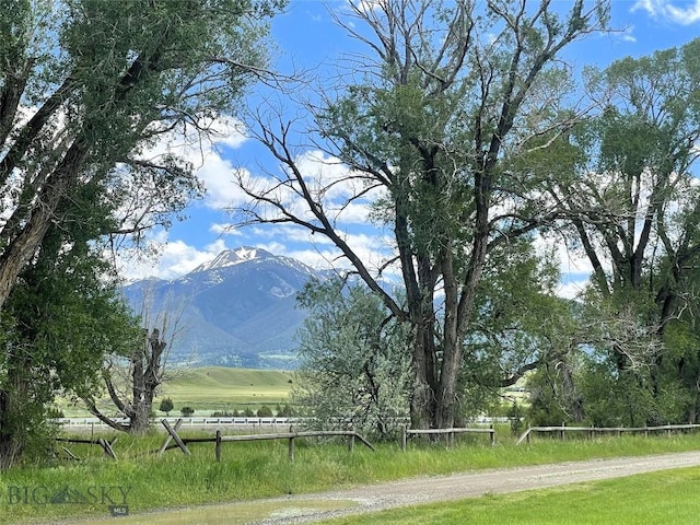 view of mountain feature with a rural view