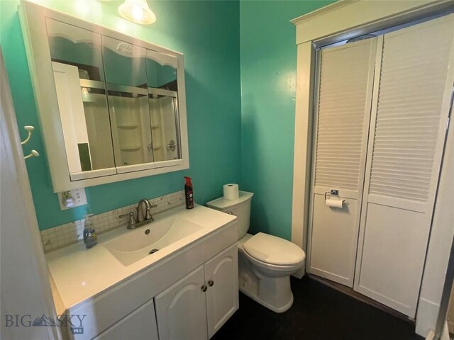 512 W Park, Anaconda, MT 59711 - bathroom with toilet, an enclosed shower, and vanity