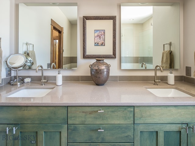 bathroom featuring double vanity